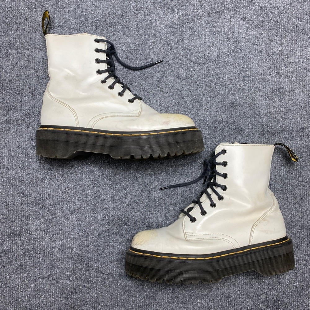 Dr. Martens Boot Womens 8 White Jadon Platform Side Zip Combat Boot